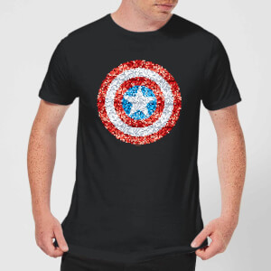 Marvel Captain America Pixelated Shield Men's T-Shirt - Black