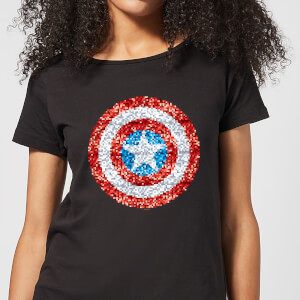 Marvel Captain America Pixelated Shield Women's T-Shirt - Black