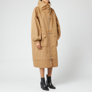 Ganni Women's Double Cotton Coat - Tiger's Eye