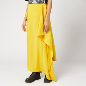 McQ Alexander McQueen Women's Midi Drape Drawstring Skirt - Gold Yellow