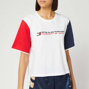 Tommy Hilfiger Sport Women's Colourblock Logo T-Shirt - PVH White