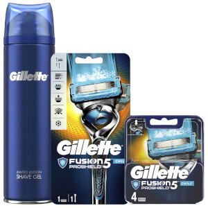 Fusion5 Men's ProShield Chill Bundle (Razor Handle, 4 Count Blade and Shave Prep 200ml)