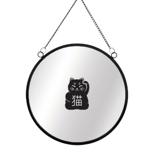 Lucky Cat Round Mirror & Vinyl Sticker