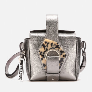 Ganni Women's Leather Cross Body Bag - Dark Silver