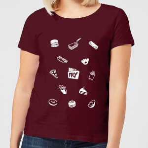 Does It Fry Pattern Women's T-Shirt - Burgundy