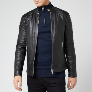 Superdry Men's City Hero Leather Racer Jacket - Black