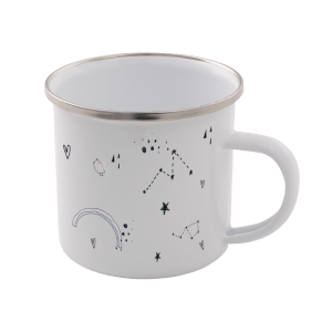 Astrology Print Enamel Mug – White