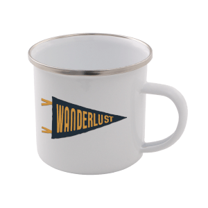 Wanderlust Enamel Mug – White
