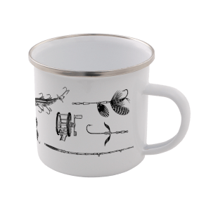 Fishing Enamel Mug – White