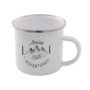 Monday Adventure Enamel Mug – White