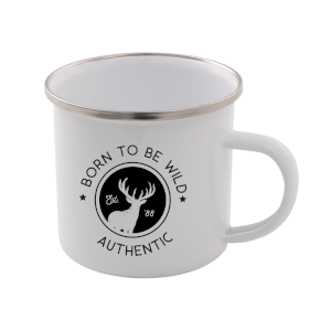 Born To Be Wild Enamel Mug – White