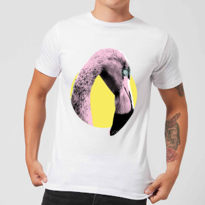 Flamingo With Circular Background Men's T-Shirt - White