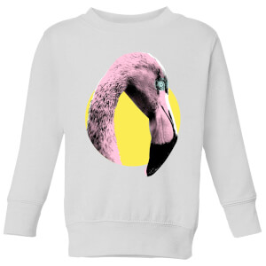 Flamingo With Circular Background Kids' Sweatshirt - White