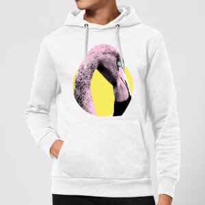 Flamingo With Circular Background Hoodie - White