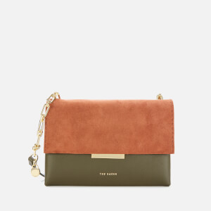 Ted Baker Women's Rhodaa Suede Flap Bar Detail Cross Body Bag - Khaki