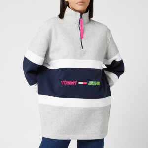 Tommy Jeans Women's Colourblock Mock Neck Sweatshirt - Light Grey Heather