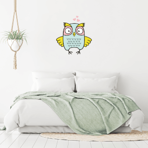Owl With Hearts Wall Art Sticker