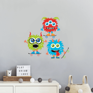Variation Of Monsters On Skateboards Wall Art Sticker