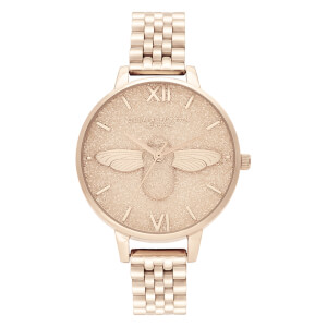 Olivia Burton Women's Glitter Dial Bracelet Watch - Pale Rose Gold