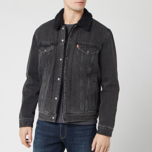 Levi's Men's Embossed Logo Sherpa Trucker Jacket - Black