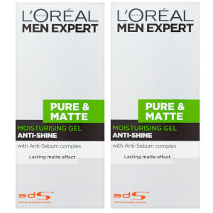 L'Oréal Men Expert Pure and Matte Anti-Shine Gel Moisturiser for Oily Skin 50ml 2 Pack Exclusive