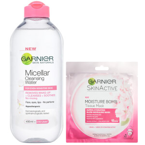 Garnier Micellar Water Sensitive Skin and Hydrating Moisture Bomb Face Sheet Mask Kit Exclusive