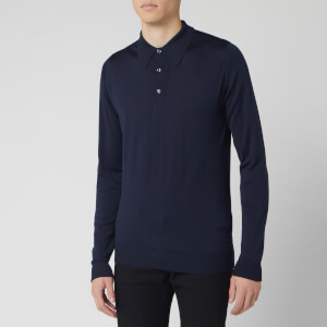 John Smedley Men's Dorset 30 Gauge Merino Long Sleeve Polo Shirt - Midnight