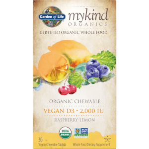 mykind Organics Chewable Vegan D3 Chewables - Raspberry Lemon - 30 Chewables