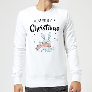 Merry Christmas Rabbit Sweatshirt - White