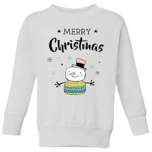 Merry Christmas Snowman Kids' Sweatshirt - White
