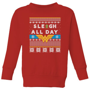 Wonder Woman 'Sleigh All Day Kids' Christmas Sweatshirt - Red