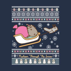 Pusheen Through The Snow Women's Christmas Sweatshirt - Navy