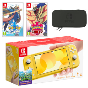 Nintendo Switch Lite (Yellow) Pokémon Sword and Pokémon Shield Double Pack