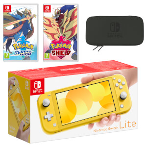 Nintendo Switch Lite (Yellow) Pokémon Sword and Pokémon Shield Double Pack