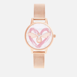 Olivia Burton Women S 3d Daisy Watch Grey Rose Gold
