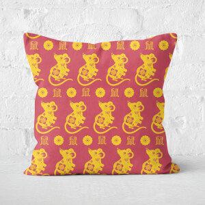 Repeat Chinese Rat Red and Gold Patterned Cushion Square Cushion