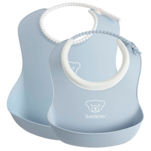 BABYBJÖRN Baby Feeding Bib - Blue (2 Pack)