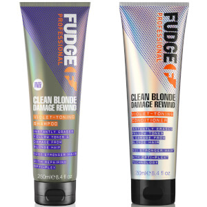 Fudge Professional Clean Blonde Damage Rewind Violet-Toning Shampoo and Conditioner Bundle 250ml