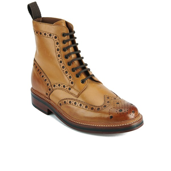 Grenson Men's Fred Brogue Boots - Tan | FREE UK Delivery | Allsole