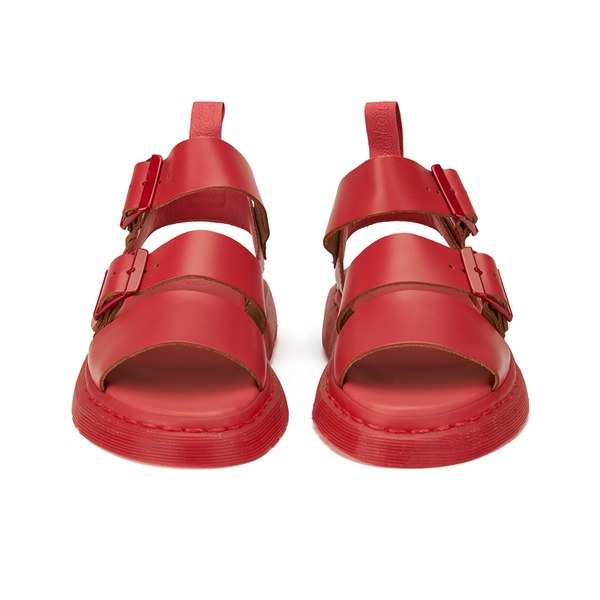 Dr. Martens Women's Gryphon Flat Leather Sandals - Red Vintage Smooth ...