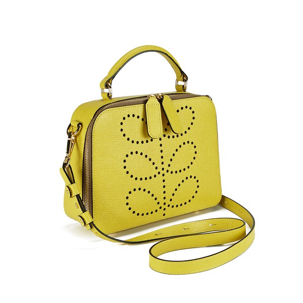Orla Kiely Women's Mini Bay Textured Leather Cross Body Bag Lemon
