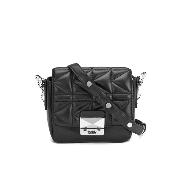 Karl Lagerfeld Womens Kkuilted Cross Body Bag Black