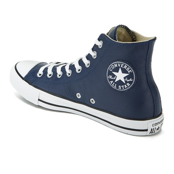 navy blue leather converse