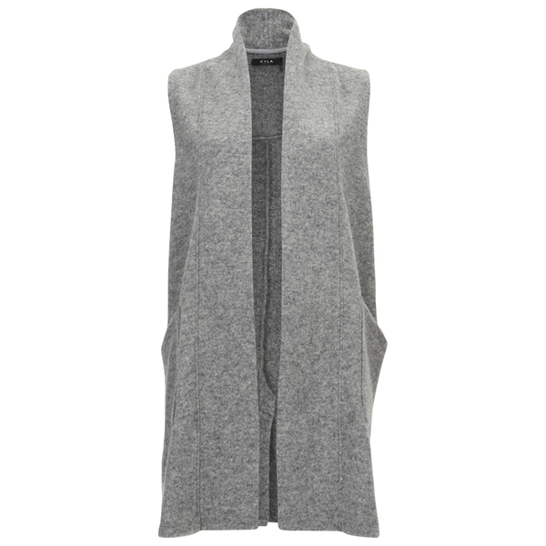 VILA Women's Liana Long Waistcoat - Light Grey Womens Clothing | TheHut.com