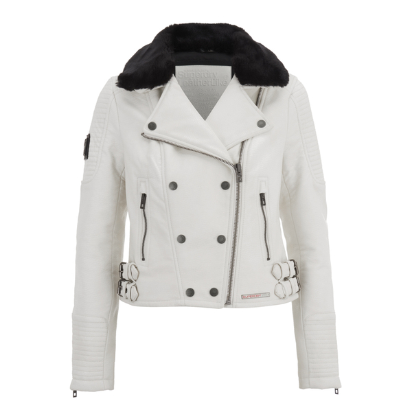 Superdry Women S Renegade Biker Jacket White Womens Clothing Superdry Women S Renegade Biker Jacket White Image 1