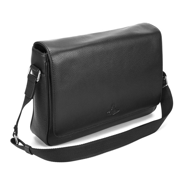 Vivienne Westwood MAN Men's Leather Messenger Bag Black Free UK