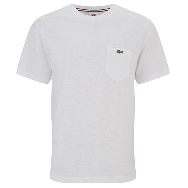 Lacoste Live Men's Short Sleeve Pocket Crew Neck TShirt White Free