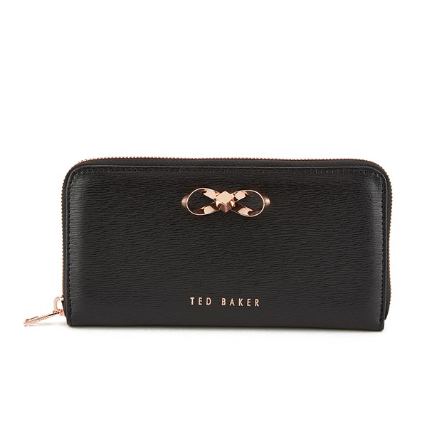 Ted Baker Women S Freesia Crosshatch Metal Bow Zip Around Matinee Ted Baker Women S Freesia Crosshatch Metal Bow Zip Around Matinee Purse Black Image 1