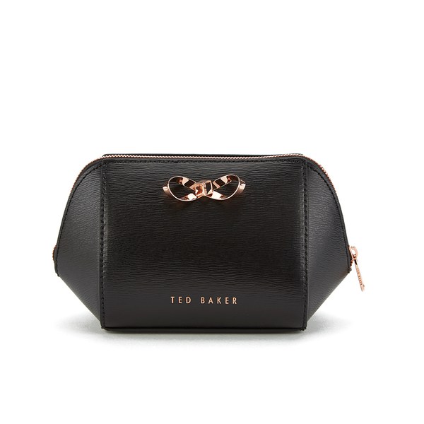 Ted Baker Women&#39;s Ammi Crosshatch Metal Bow Small Trapeze Wash Bag - Black