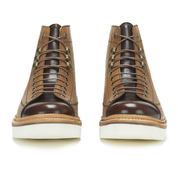 Grenson Men's Andy Grain Leather Laceup Monkey Boots Tan FREE UK